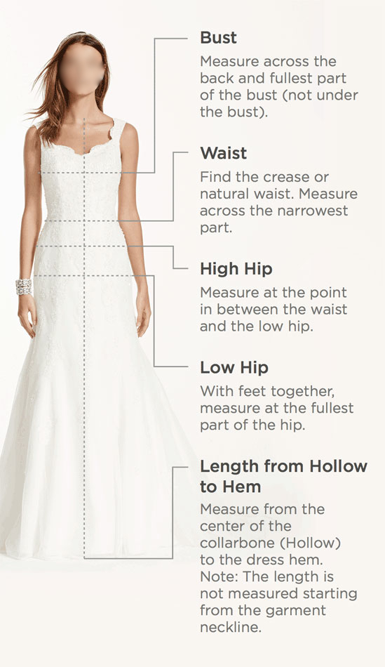 Miller Wedding Dress Size Chart