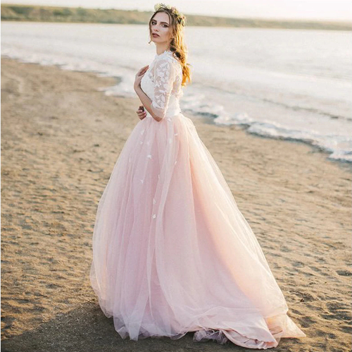 bride pink dress