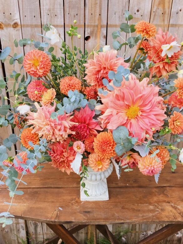 Living Beautiful Coral Flowers Centerpiece